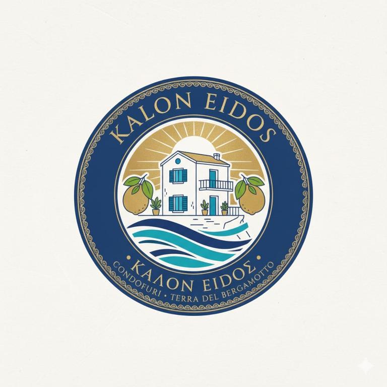 a stamp with a villa in the middle of the ocean at Kalon Eidos, il magico posto della Calabria Jonica in Condofuri Marina