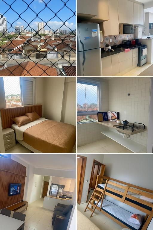 Kuchyň nebo kuchyňský kout v ubytování Apê completo com varanda gourmet e vista livre Canto do forte - Praia Grande