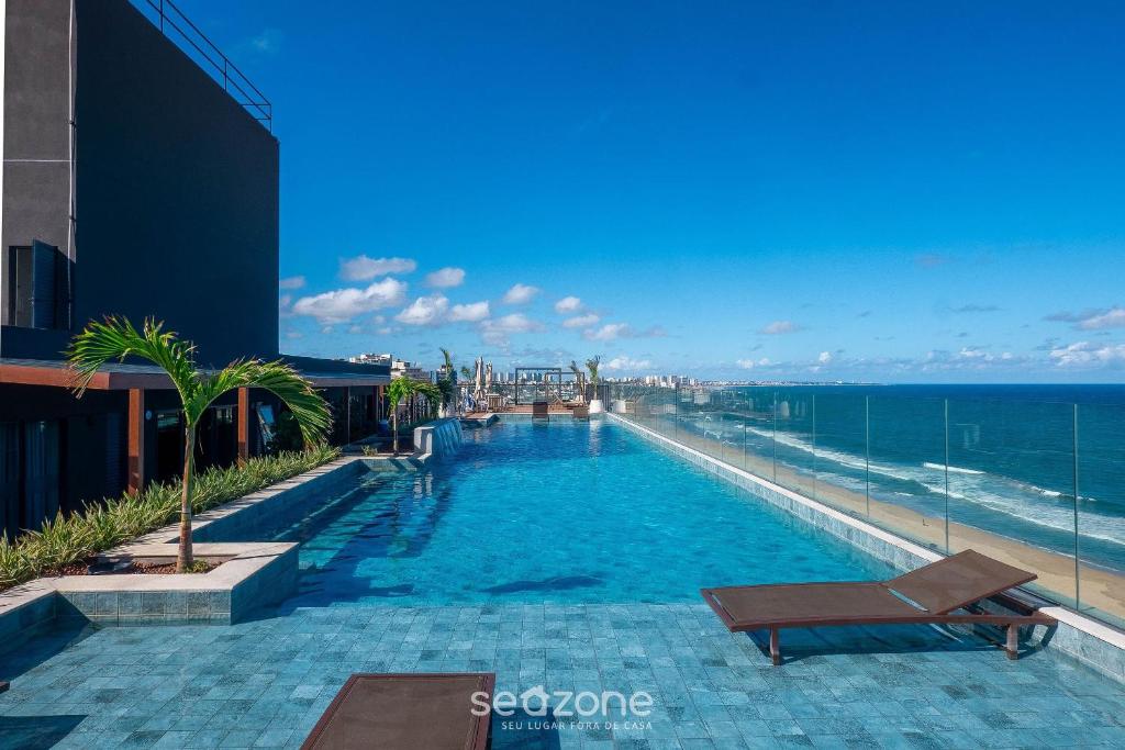 Πισίνα στο ή κοντά στο Prédio à beira-mar c/ Piscina e academia - ARUs