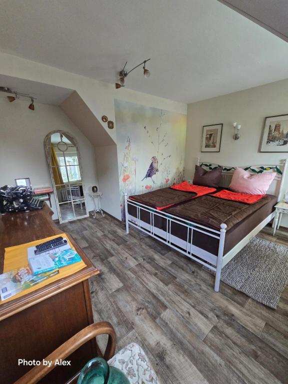 Postel nebo postele na pokoji v ubytování Ferienwohnung am Thingplatz