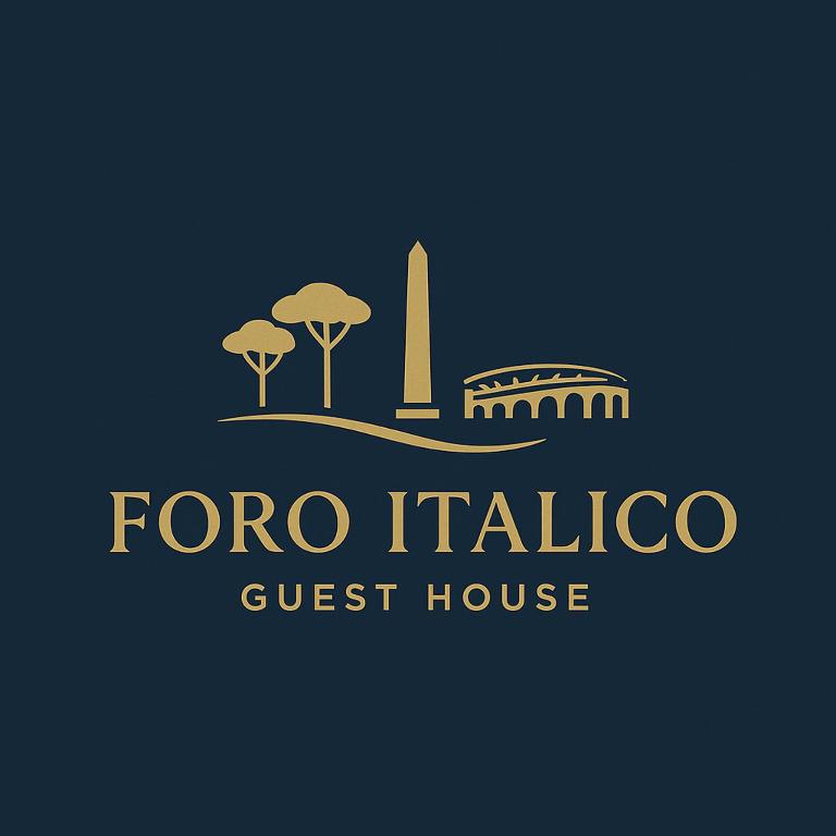 a logo for a guest house in front of a building at Foro Italico Guesthouse in Rome