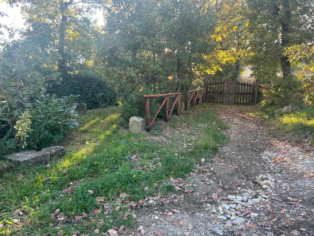 カプレーゼ・ミケランジェロにあるAntica Fieraの未舗装路の横の木塀