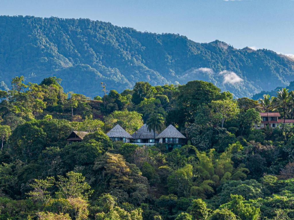 a resort in the middle of a mountain with trees at TikiVibez in Coronado