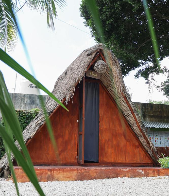 El Búho Bacalar Eco-Cabañas Hostal - Huisje Met Uitzicht Op De Tuin