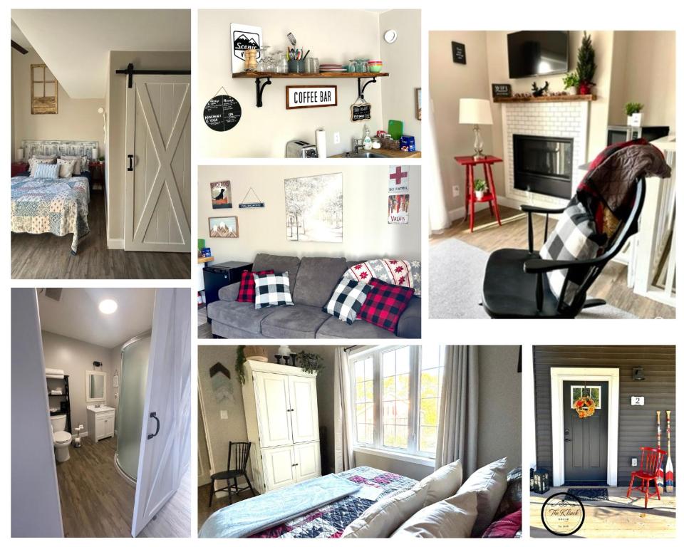 a collage of pictures of a room at The Klinck House in Collingwood