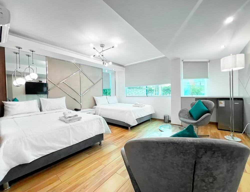 Ένα ή περισσότερα κρεβάτια σε δωμάτιο στο Wyka Hotel