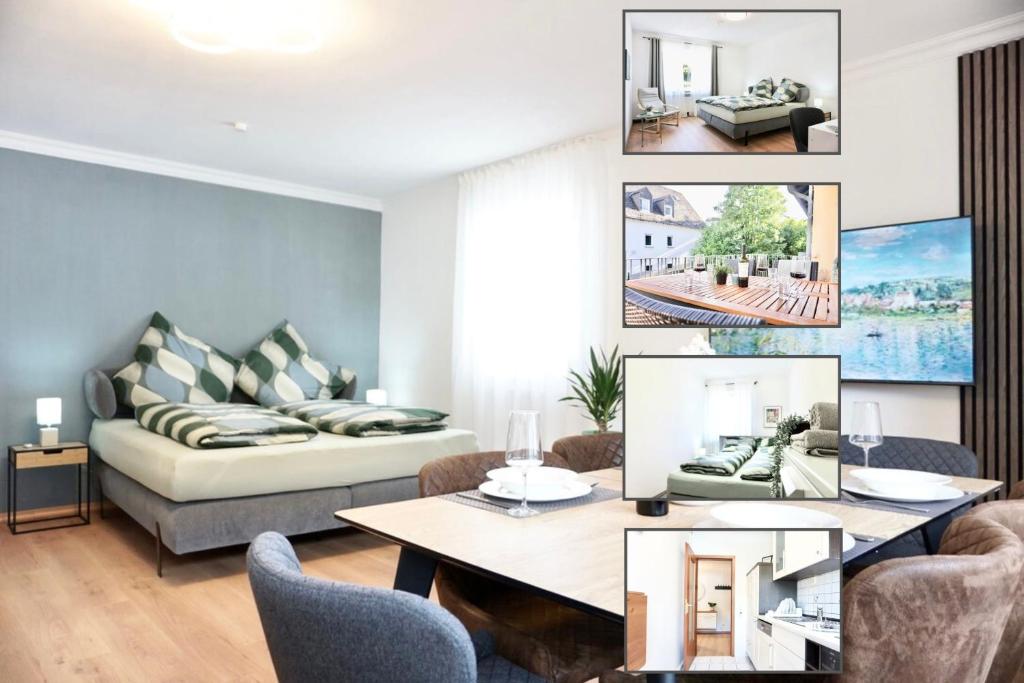 Posezení v ubytování NEU I 2 Schlafzimmer für bis zu 8 Gäste mit schönem Balkon und privatem Stellplatz unmittelbar an der Mosel