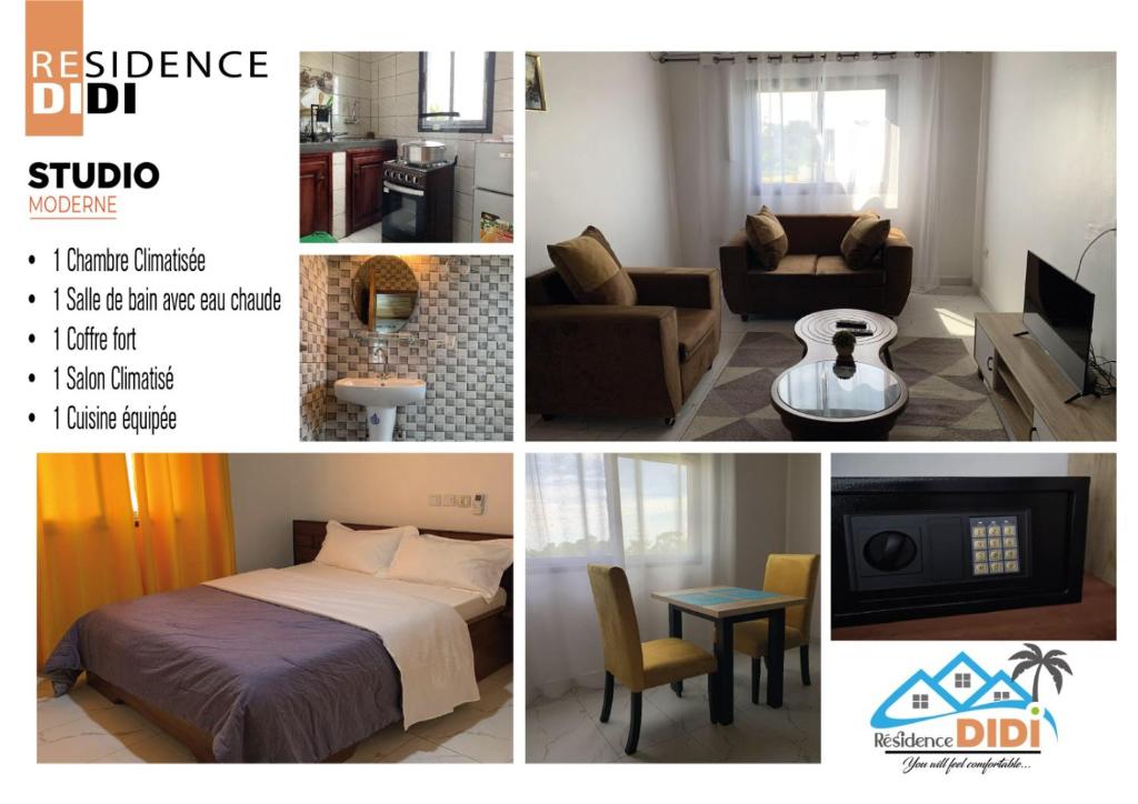 Ένα ή περισσότερα κρεβάτια σε δωμάτιο στο Résidence Didi