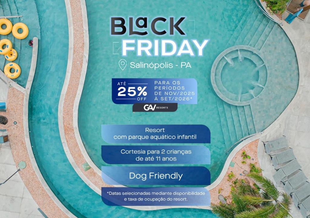 ein Flyer für einen Urlaub am Pool in einem Resort in der Unterkunft PREMIUM GAV Resorts in Salinópolis