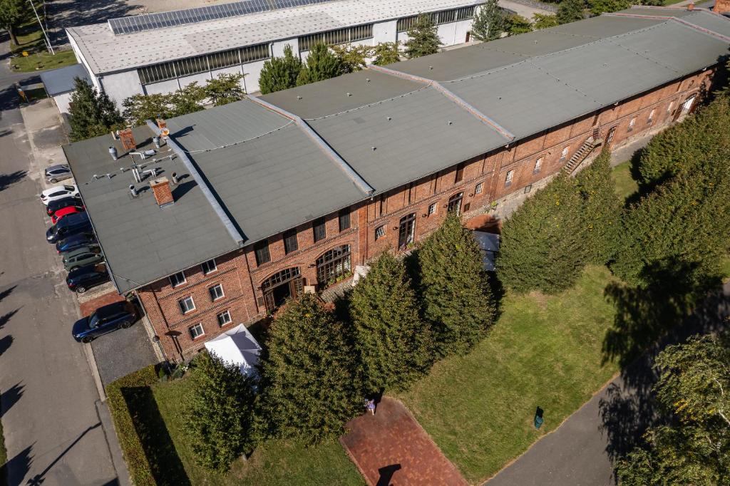 an overhead view of a brick building with a roof at Penzion Albertovec in Opava