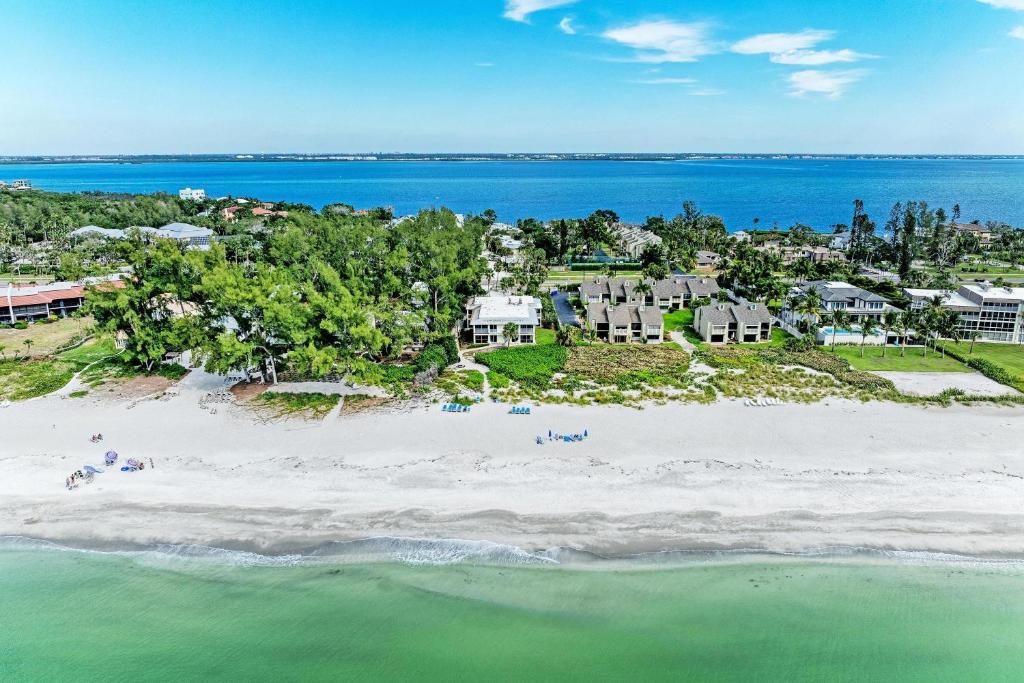 an aerial view of a resort on a beach at Beach Castle #18 in Longboat Key
