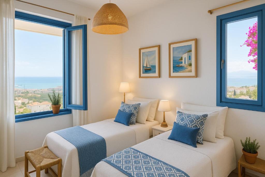 Ένα ή περισσότερα κρεβάτια σε δωμάτιο στο Korifi Suites - JR Villas Adults Only