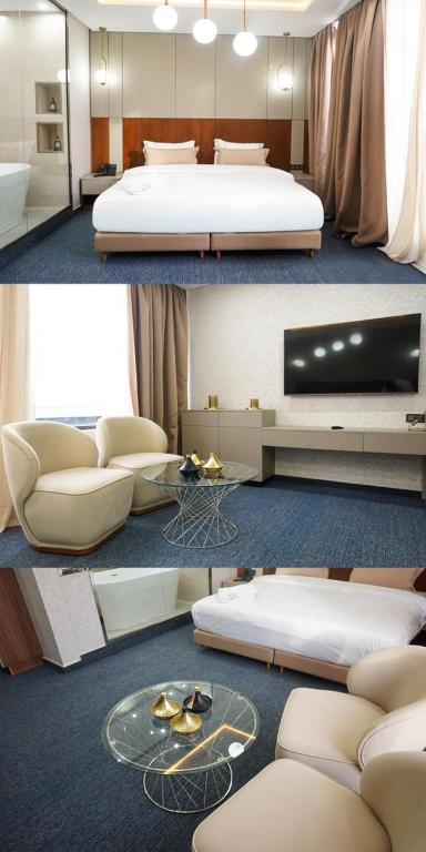 ZradnaにあるThemirellの- ベッドルーム1室(ベッド1台、ソファ付)の写真2枚