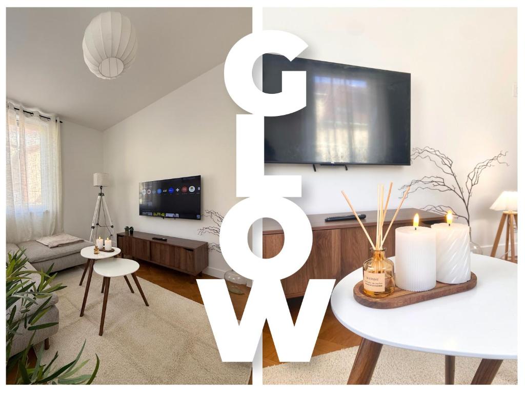 Μια τηλεόραση ή/και κέντρο ψυχαγωγίας στο Le Glow - Élégant - Paisible - Parking