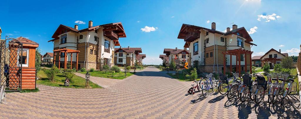 a street scene with a couple of buildings at Avrora Spa Hotel in Stepan'kovo