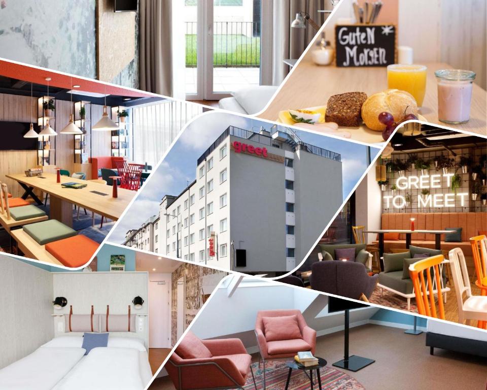 a collage of photos of a hotel at greet Wien City Nord in Vienna
