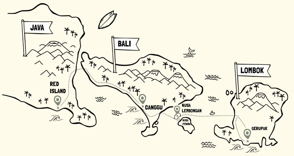 a black and white map of theilippines with mountains at Mojosurf Red Island in Pulau Lutung