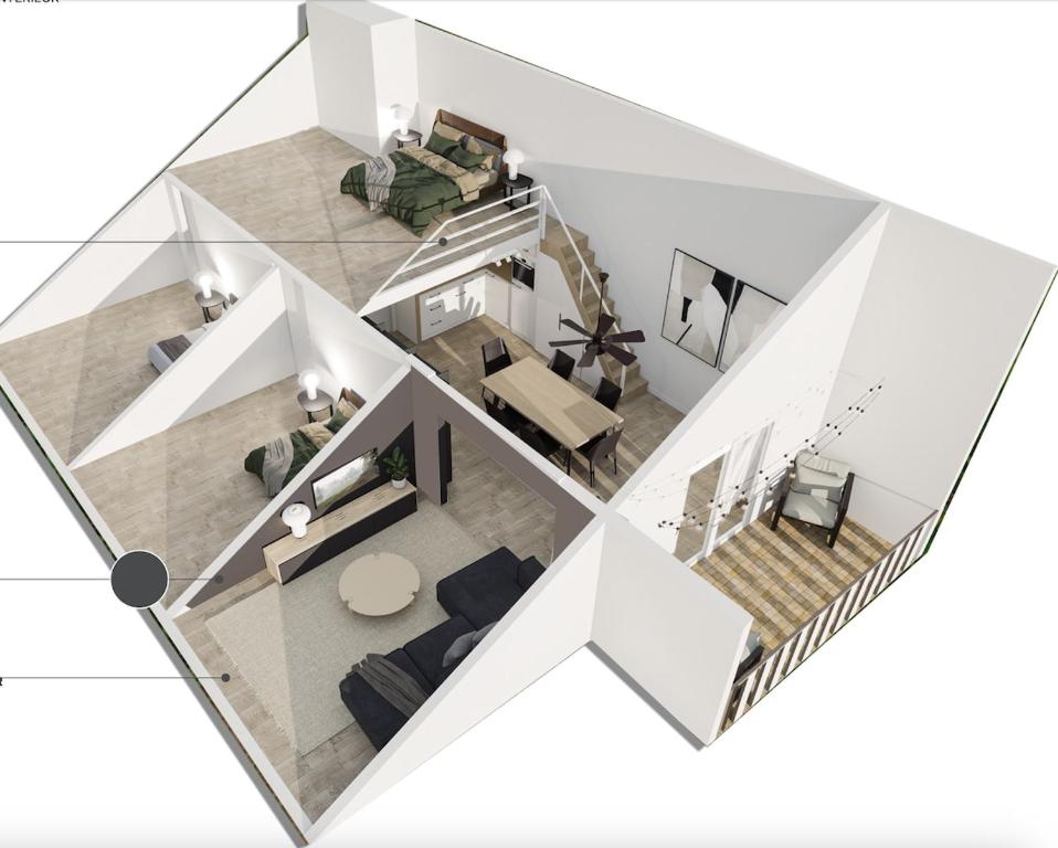 a rendering of a living room with at L'Échappée Belle du Lac in Malbuisson