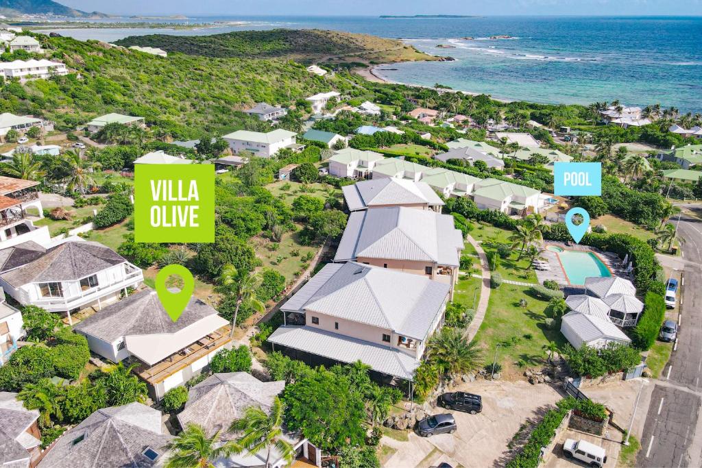 an aerial view of a villa on the beach at Villa Olive Sea View Cocoon in Oyster Pond in Oyster Pond