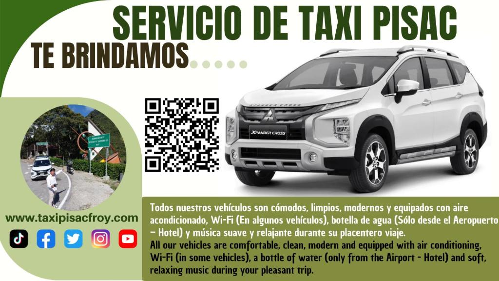 a flyer for a car rental company at Taxi Pisac Froy in Pisac