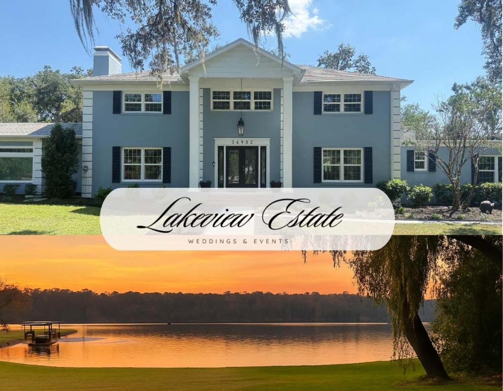 una casa en un lago con las palabras entidad lideriana en Events & Weddings Welcome! Lake View Pool Home, en Dade City