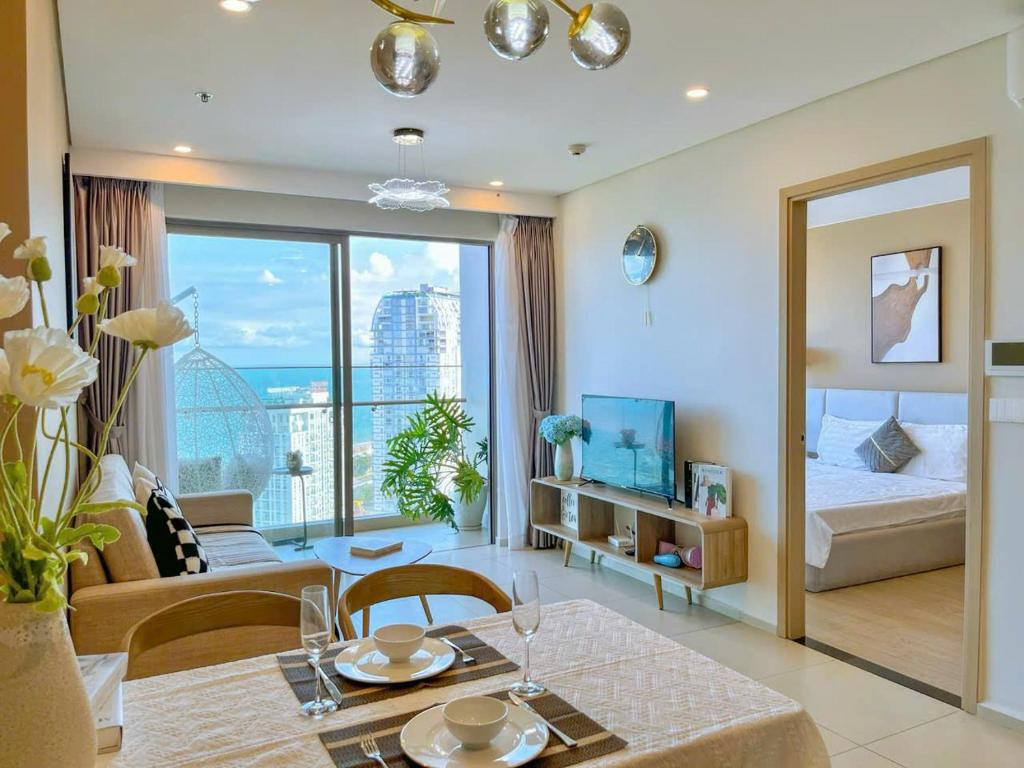 Χώρος καθιστικού στο The Sóng Apartment 5 Stars Vung Tau - Căn Hộ Du Lịch Biển Vũng Tàu