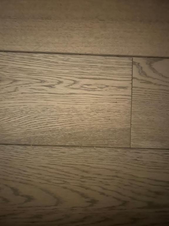 ティユーにあるLE NID DOUILLET APPART 2 PERSの線が引かれた木製パネルの床