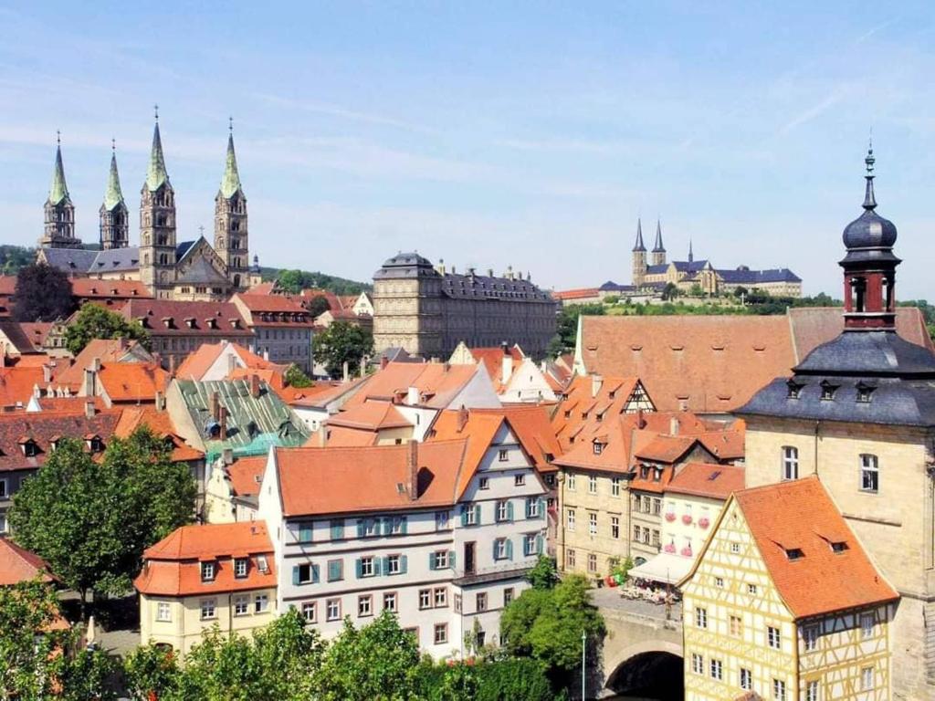 a view of a city with buildings and mosques at Fränkische Toskana in Litzendorf