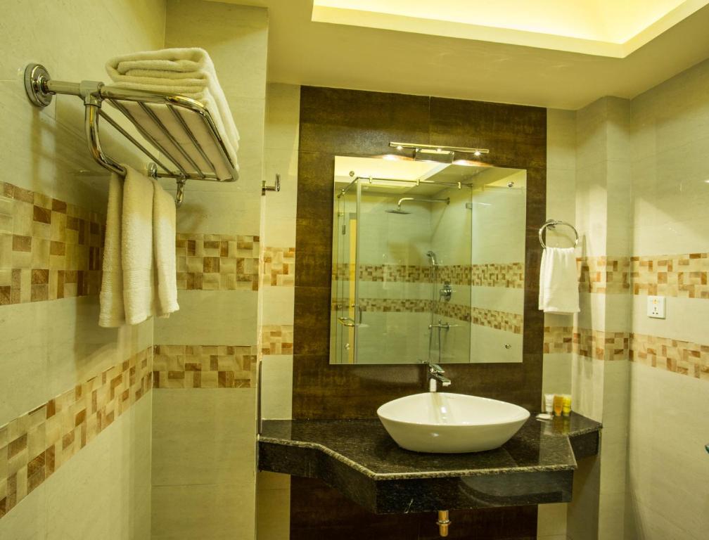 Koupelna v ubytování Hotel Encounter Nepal & Spa