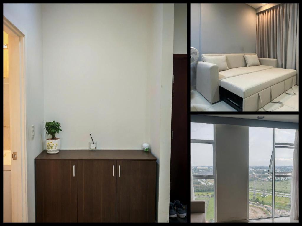 En eller flere senge i et værelse på Sora garden apartment for expat