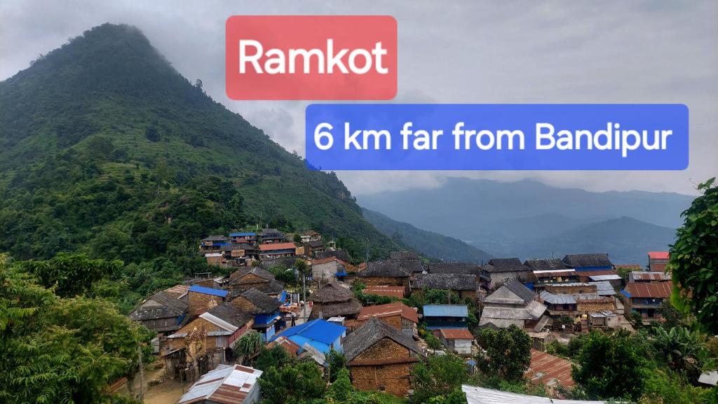a picture of a village with a mountain in the background at Culture home, home stay in Bandīpur