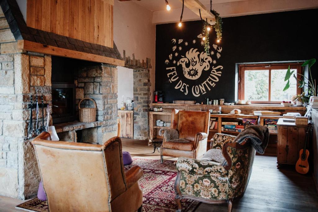 Χώρος καθιστικού στο Buteo chambres d'hôtes & espresso