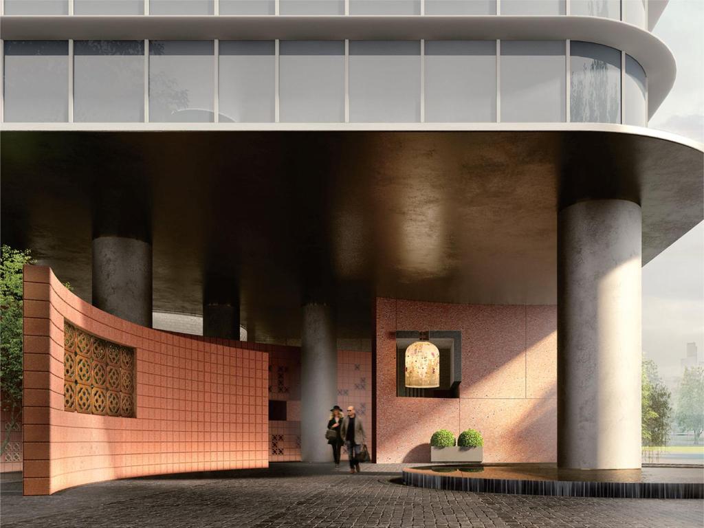 a rendering of a building with two people walking in it at Hotel Indigo Zhuhai Xiangzhou by IHG in Zhuhai