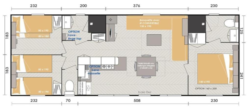 a floor plan of a house at Camping SIBLU Domaine de Kerlann in Pont-Aven
