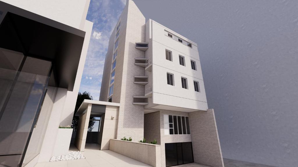 a rendering of a white building with at 에스티르 신사 호텔 Estir sinsa hotel in Seoul