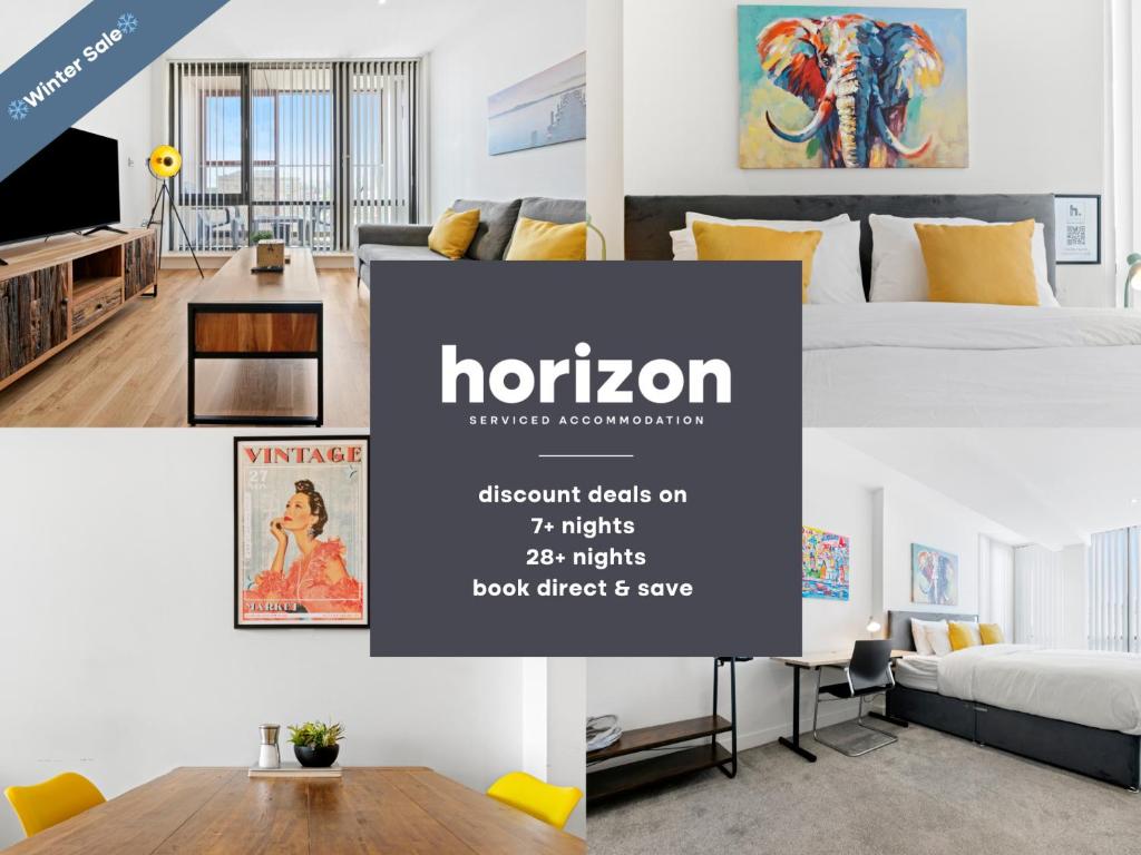 eine Collage mit Fotos eines Zimmers mit einem Bett in der Unterkunft Free Parking - Balcony - Siemens - Perfect for Business & Weekends x6 Units in Hull