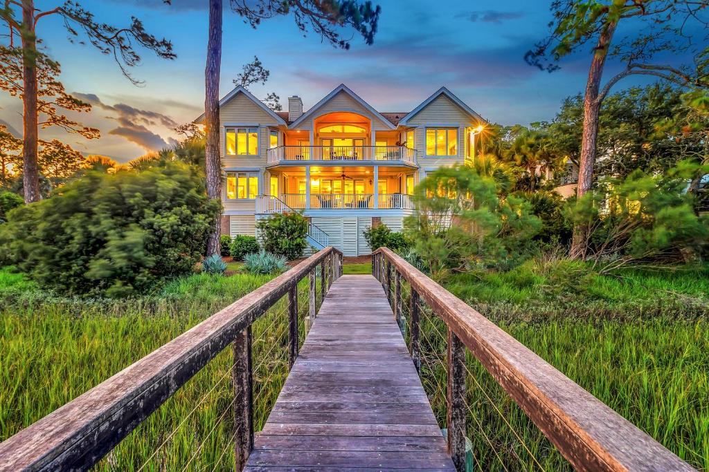 a house on a wooden walkway in front at MG3083: 3083 Marshgate in Seabrook Island