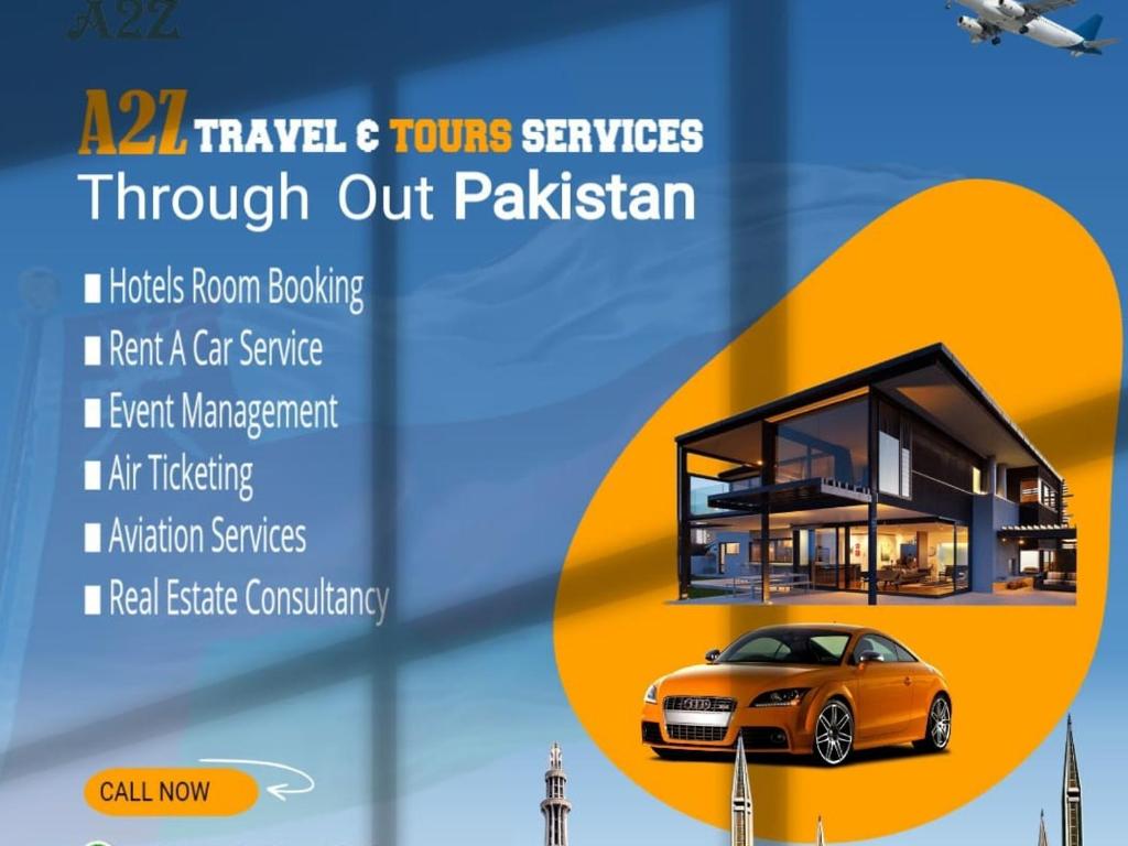 Un folleto de servicios de taxis turísticos por todo Pakistán. en A2Z Boutique Hotel By Oslo, en Islamabad