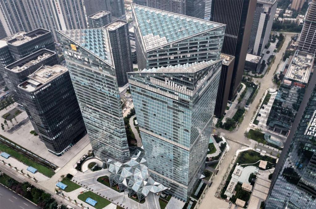 Nespecifikovaný výhled na destinaci Čcheng-tu nebo výhled na město při pohledu z hotelu