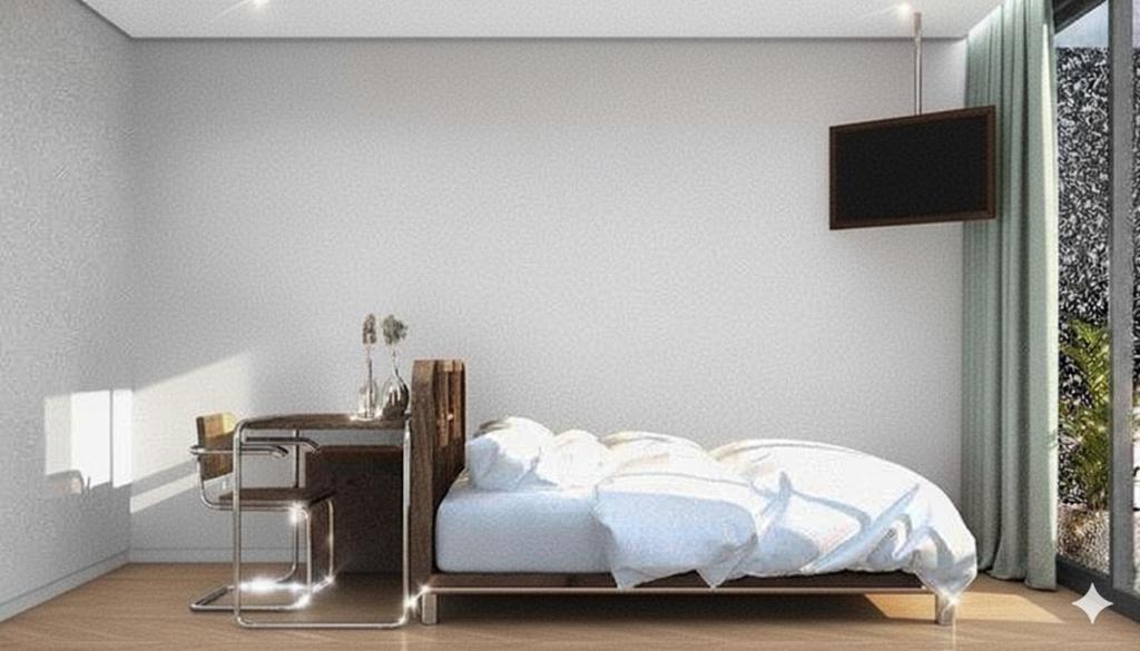 a bedroom with a white bed and a desk at Warm Pillow Hotel Bangkok in Bangkok