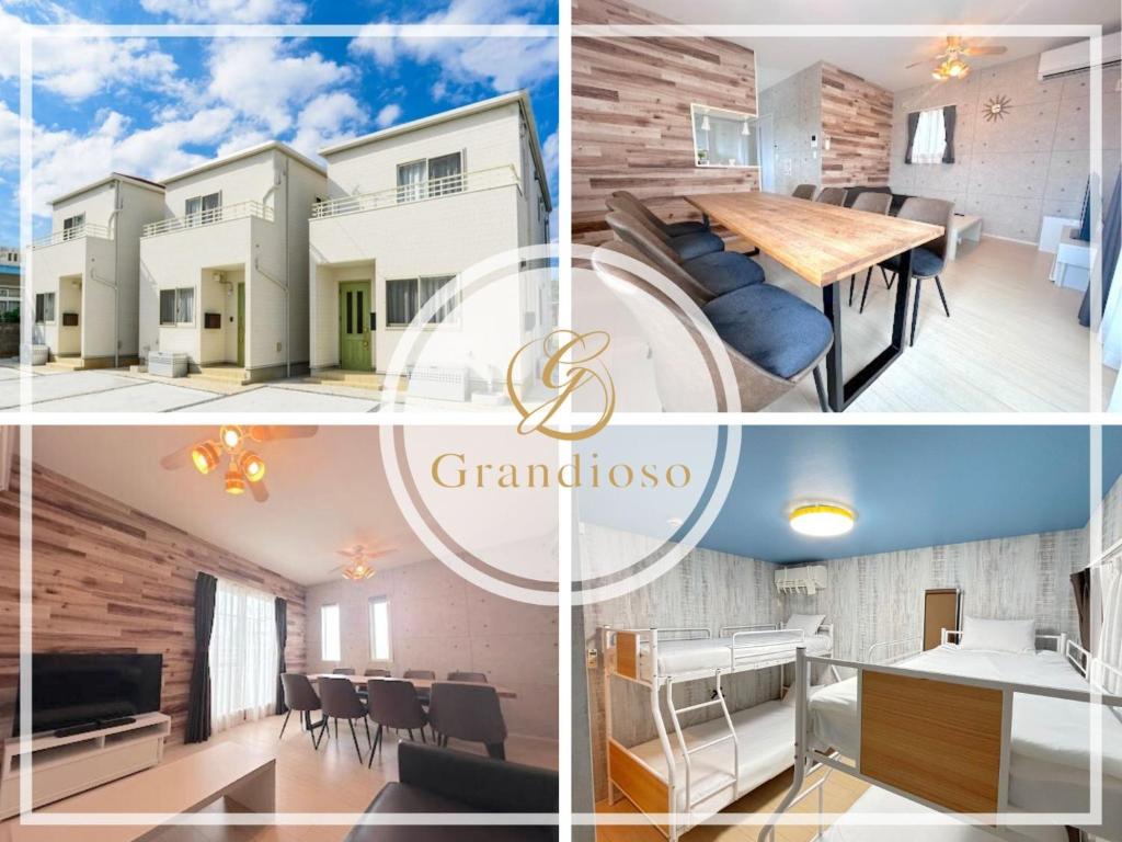 eine Collage mit Fotos eines Hauses in der Unterkunft Grandioso OKINAWA VILLA ONNA 5A - Vacation STAY 97721 in Meta