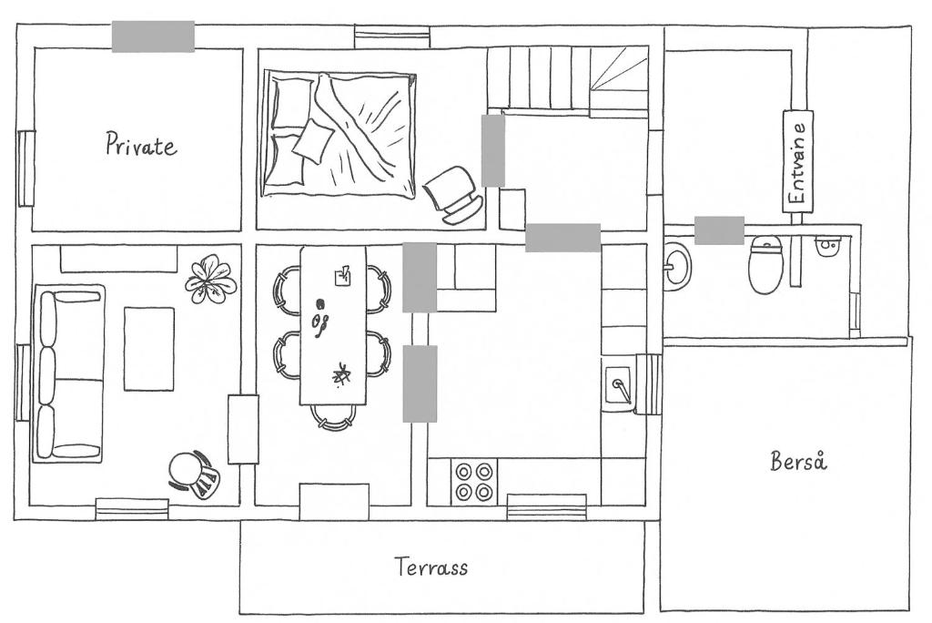 Půdorys ubytování Fredrikslund