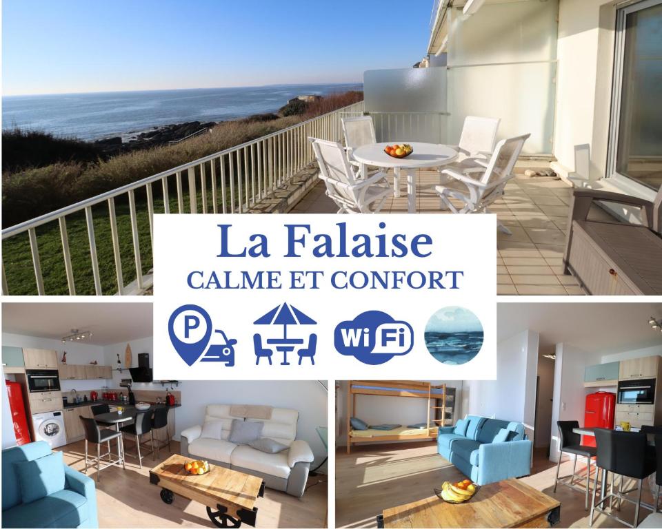 a collage of pictures of a house with the beach at La Falaise by Tranquil at Home in Pornichet