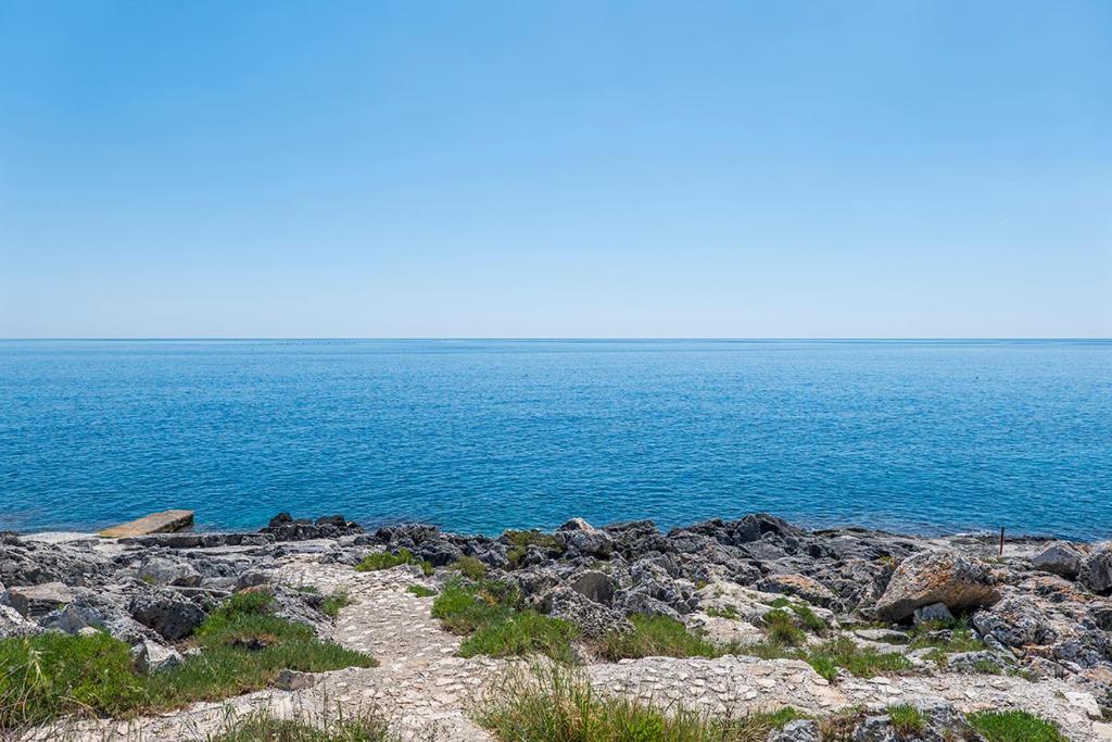 a view of the ocean from a rocky beach at Villa fronte mare nel Salento in Castro di Lecce