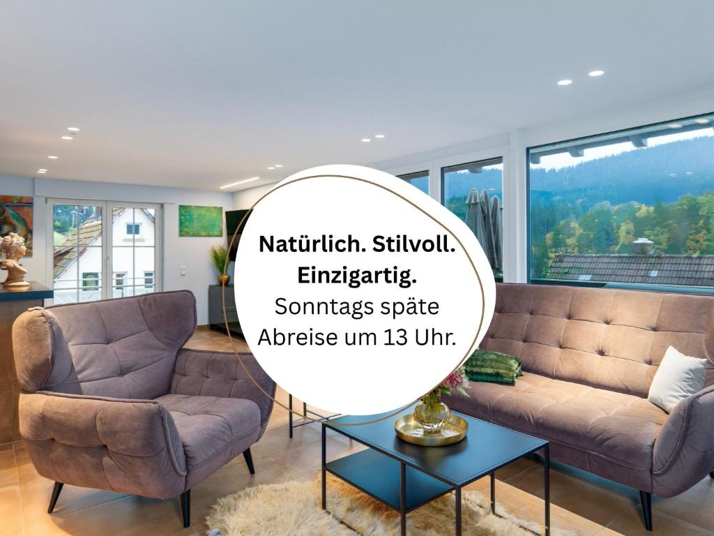 Posezení v ubytování Waldklang - Refugium Schwarzwald