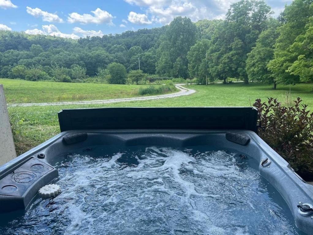 einem mit Wasser gefüllten Whirlpool auf einem Feld in der Unterkunft Serenity on Siverly by Purple Munky Hospitality in Creola