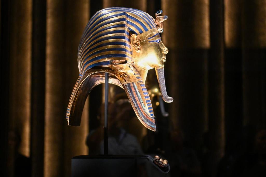 a egyptian head on display in a museum at Saqqara Nights Hotel in Cairo