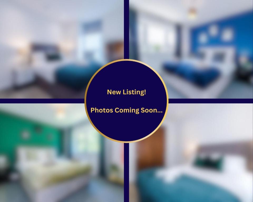 a purple sign with a picture of a room at Contractor Heaven Four Bedroom Free Parking in Manchester by Eason Stays in Little Hulton