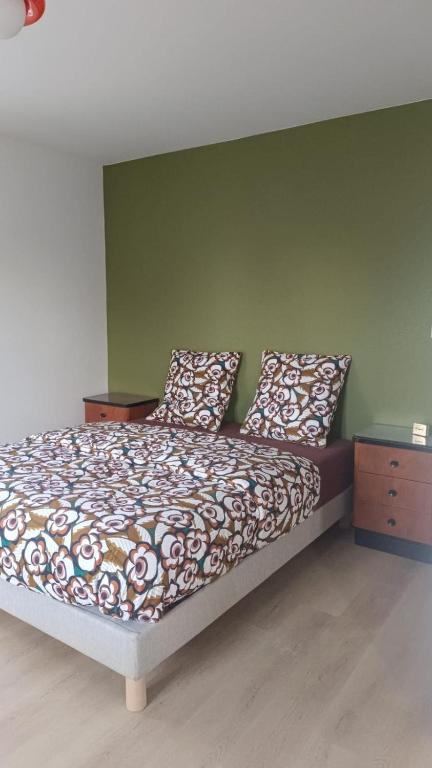 Ένα ή περισσότερα κρεβάτια σε δωμάτιο στο Le 70s 2 pièces proche Colmar