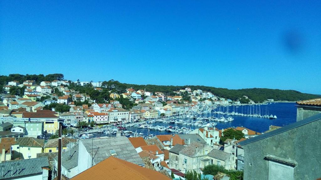 a view of a harbor with boats in the water at Apartment Emma in Mali Lošinj